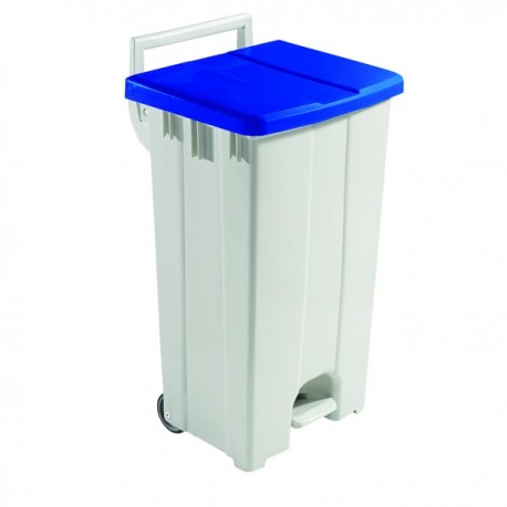 Plastic Pedal Bin Grey/Blue With Lid 90L