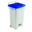 Plastic Pedal Bin Grey/Blue With Lid 90L