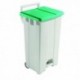 Plastic Pedal Bin Gry/Grn With Lid 90L