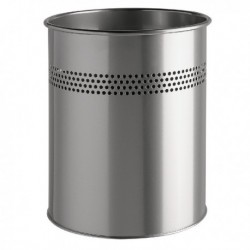 Durable Metal Waste Bin 15 Ltr Silver