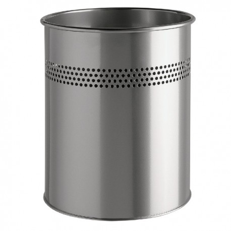 Durable Metal Waste Bin 15 Ltr Silver