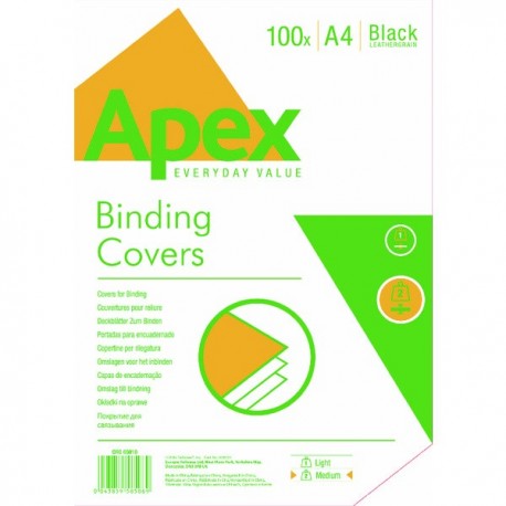 Fellowes Apex Lth/brd Blk A4 Cover Pk100