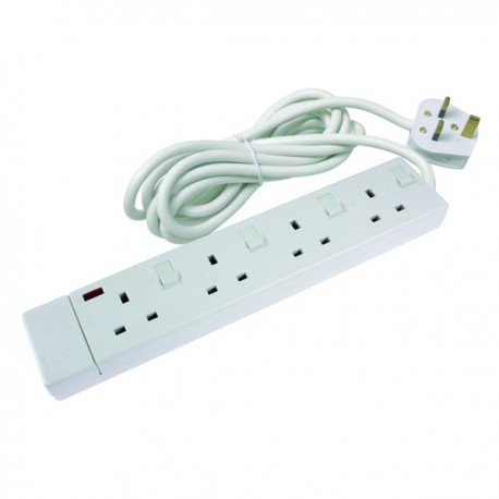 CED 4-Way Extension Lead Wht CEDTS4213IS