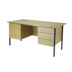 FF Serrion Oak 1500mm 4 Leg Dbl Ped Desk