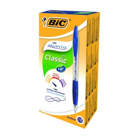 Bic Atlantis Retrct Blue Ball Pen Pk12