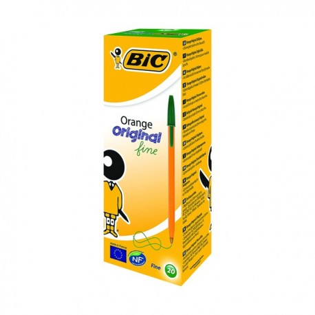 Bic Orange Fine Ballpoint Pen Green Pk20