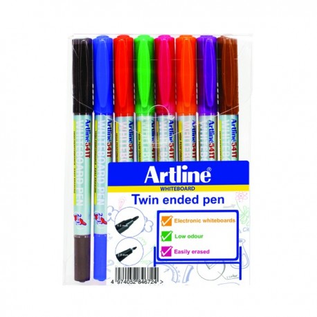 Artline 2 in 1 Wbrd Marker Fine Astd Pk8