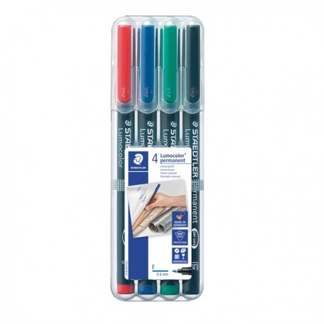 Staedtler Lumocolour Perm Fine Astd Pk4