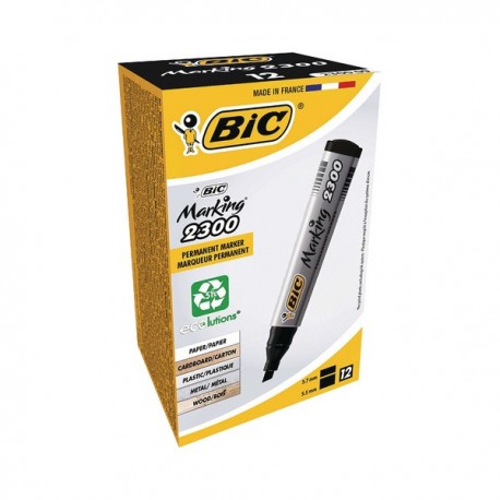 Bic 2300 Chisel Perm Marker Black Pk12