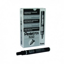 Pentel N60 Marker Chisel Tip Black Pk12
