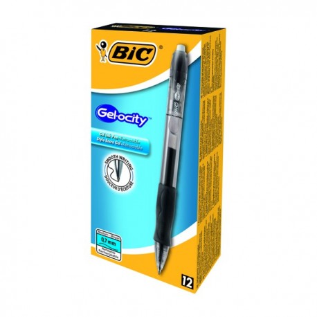 Bic Gelocity Rtrct Gel Pen Med Blk Pk12