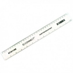 Q-Connect Shatterproof 300mm Clear Ruler