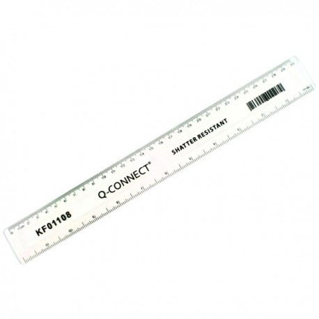 Q-Connect Shatterproof 300mm Clear Ruler