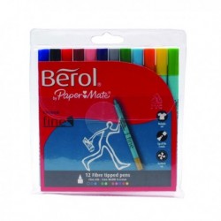 Berol Colourfine Pen Asstd W/B Ink Pk12
