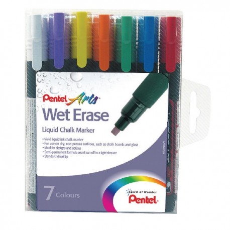 Pentel Liquid Chalk Marker Med Asstd Pk7