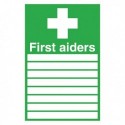 First Aiders 300x200mm Self-Adh Sign