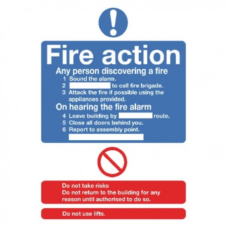 Fire Action Std A5 Self-Adh Sign