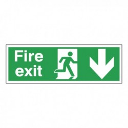 Fire Exit Arrow Down 150x450mm Sign