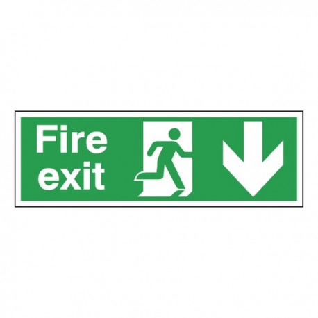 Fire Exit Arrow Down 150x450mm Sign