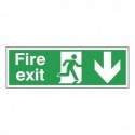 Fire Exit Arrow Down 150x450mm Sign