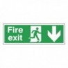 Fire Exit Arrow Down 150x450mm Sign