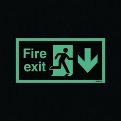 Fire Exit Man Arrow Down 150x450mm Sign