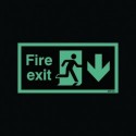 Fire Exit Man Arrow Down 150x450mm Sign
