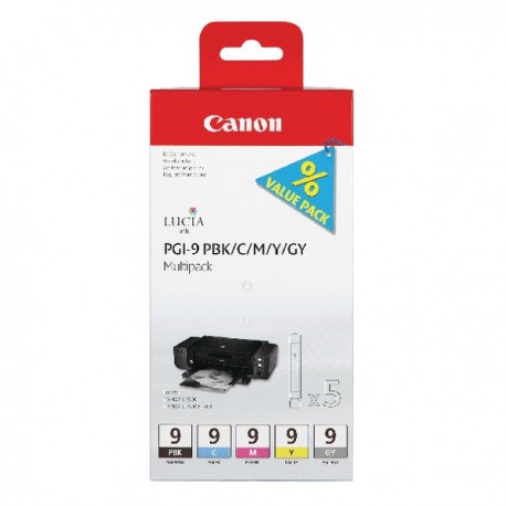 Canon PGI-9 Bk/C/M/Y/Gry Ink Cartridges