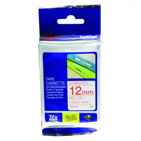 Brother Red/White TZe Tape 12mm TZE232