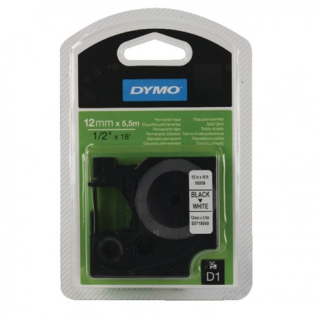 Dymo Blk/Wht D1 Tape 12mmx5.5m S0718060
