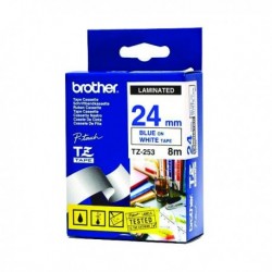 Brother Blue/White TZe Tape 24mm TZE253
