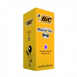 Bic Round Purple Stic Grip Ball Pen Pk40