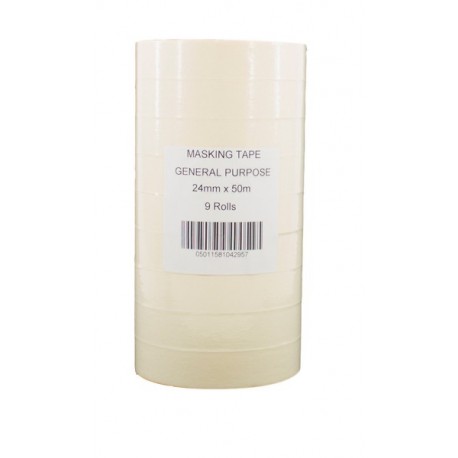 White General Masking Tape 25mmx50m Pk9