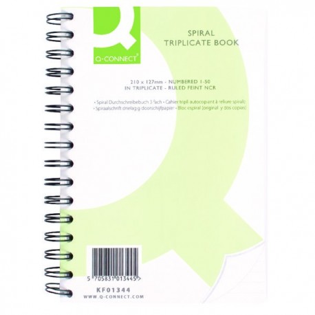 Q-Connect Wiro Triplicate Book 210x127mm