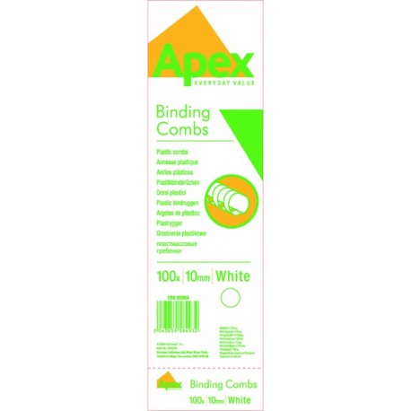 Fellowes Apex Plas White 10mm Comb Pk100