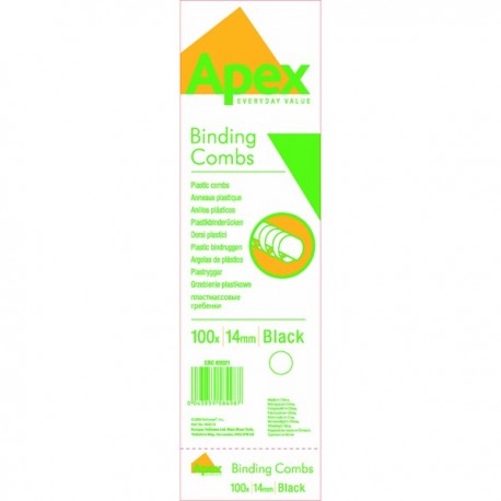 Fellowes Apex Plas Black 14mm Comb Pk100