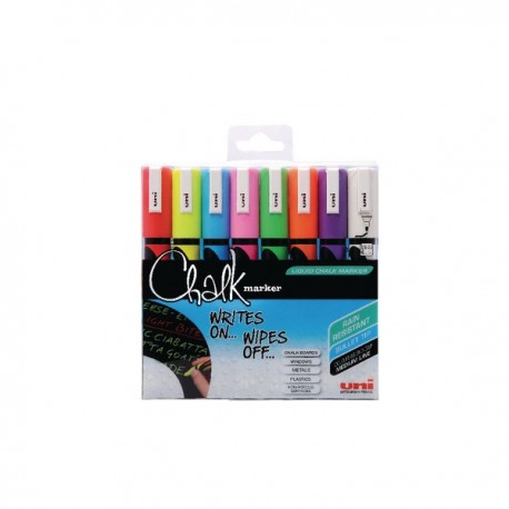 Uni-Ball UniChalk Marker Assorted Pk8