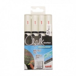 Uni-Ball UniChalk Marker Bullt White Pk4