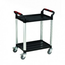 Barton 2 Shelf Plastic Trolley Silv/Blk