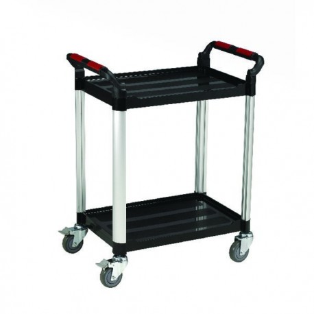 Barton 2 Shelf Plastic Trolley Silv/Blk