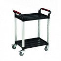 Barton 2 Shelf Plastic Trolley Silv/Blk