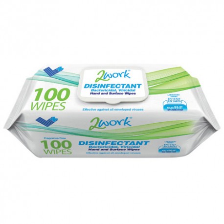 2Work Viricidal Hand And Surface Wipes Pack of 100 2W07385