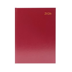 5 Star Desk Diary Day Per Page A5 Burgundy 2026
