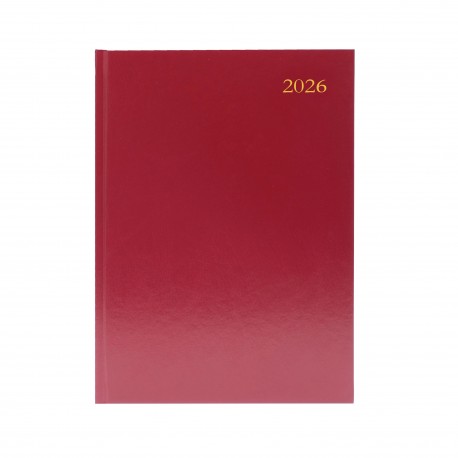 5 Star Desk Diary Day Per Page A5 Burgundy 2026