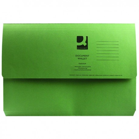 Q-Connect Document Wallet Fs Green Pk50