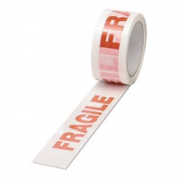 Printed Fragile White/Red 50mmx66m Tape