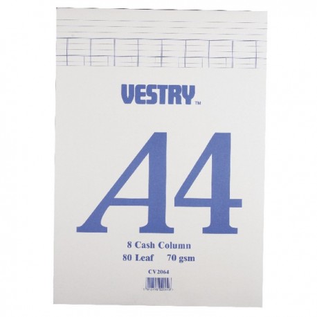 Vestry 8 Column Accountancy Pad A4