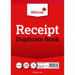 Silvine Duplicate Receipt Book 230 Pk12
