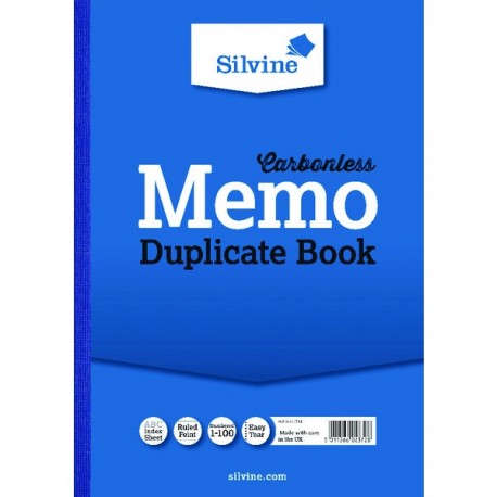 Silvine Duplicate Memo Book A4 Pk3