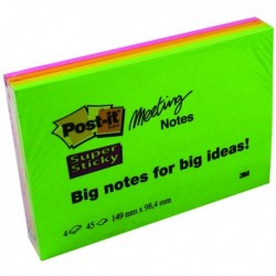 Post-it Neon Asstd S/Sticky Meeting Note